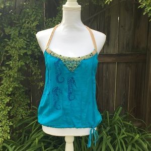 Free People Beaded Seahorse Print Tank